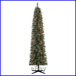 Home Heritage Stanley 7′ Artificial Pine Christmas Tree with Multicolored Lights