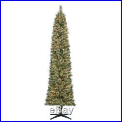 Home Heritage Stanley 7′ Pencil Artificial Pine Slim Christmas Tree with Lights