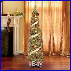 Home Heritage Stanley 7' Pencil Artificial Pine Slim Christmas Tree with Lights