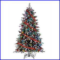 Home Heritage Victoria 7.5 Foot Flocked Christmas Tree Multi Color Lights (Used)