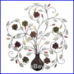 Home Source 400-21890 Decorative Metal Wall Art Vase with Flowers 28.66in x 32in