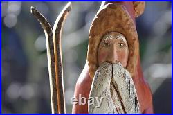 Home decor, wooden Santa, Winter, Christmas, skis, excellent condition