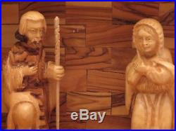 Homemade Hand Carved 12 PC. Wood Wooden Nativity Set Manger Christmas Creche