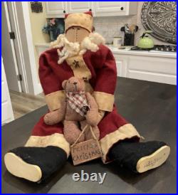 Honey and me Santa Doll 2001 Signed 33 Inch ×RARE× wood sole shoes Folk Art B149