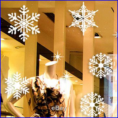 Hot 32 Snowflake Window Stickers Reusable Christmas Decorations Static Cling