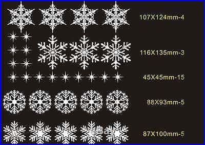 Hot 32 Snowflake Window Stickers Reusable Christmas Decorations Static Cling