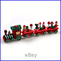 Hot New 4 Piece Wood Christmas Xmas Train for Ornament Decoration Decor Gift