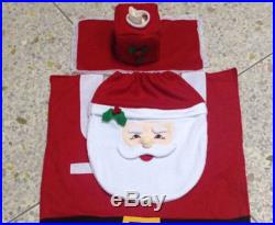 Hot Sell 3PCS Fancy Santa Toilet Seat Cover & Rug Bathroom Set Christmas Decor