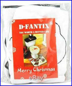Hot Snowman Santa Toilet Seat Cover Rug Bathroom Christmas Gift Decoration 4pcs