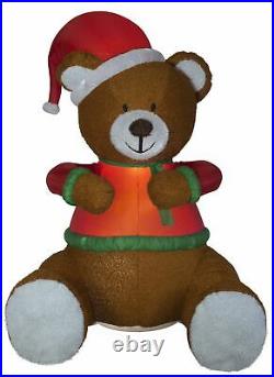 Huge 101 Christmas AIRBLOWN plush fuzzy teddy bear with santa hat INFLATABLE Yard