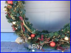Huge 5Ft Premium Christmas Wreath 400 Pre-lit Clear Lights Outdoor Holiday Decor