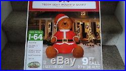 Huge 9′ Airblown Inflatable Fuzzy Teddy Bear with Santa Outfit-Brand New in Box