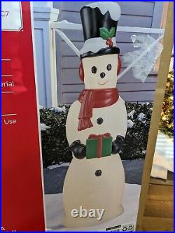 Huge HTF Christmas Winter 66 Inch Blow Mold Holiday Time Snowman With C7 Lights