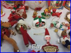 Huge Lot Of Christmas Tree Hanging Ornaments Snowman Santa Claus Reindeer VGUC