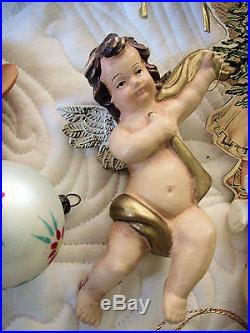 Huge Lot of Victorian Christmas Ornaments Angels 120+ Pcs. Vintage & New