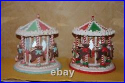 ILLUMINATED GINGERBREAD MERRY-GO-ROUND CAROUSEL Valerie Parr Hill PASTEL