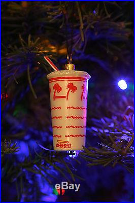 IN N OUT BURGER DRINK CUP SHAKE BLOWN GLASS CHRISTMAS ORNAMENT RARE