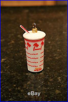 IN N OUT BURGER DRINK CUP SHAKE BLOWN GLASS CHRISTMAS ORNAMENT RARE