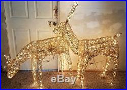 Illuminated Animated Grapevine Reindeer 48 Buck 42 Doe Christmas Holiday Decor