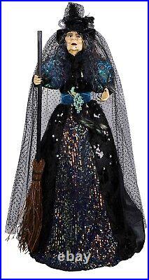 Incredibly Elegant Halloween Peacock Witch in satin, sequins, lace and jewels