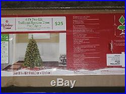 Indiana Spruce 4 ft Artificial Pre-Lit Clear Lights Christmas Tree withBase NIB