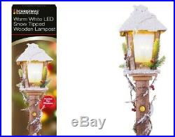 Indoor 85cm Brown Rustic Wood Christmas Lamp Post with Warm White LED Lamp Light