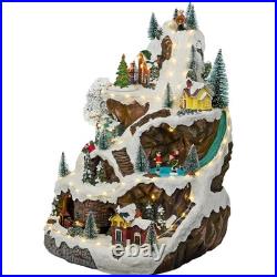 Indoor Christmas Village Set Resin 18 Inches Light Music Animated Holiday Decor
