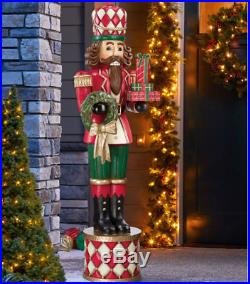 Indoor/Outdoor 6ft (1.8m) Wood Look gift Christmas Soldier Nutcracker Pedestal