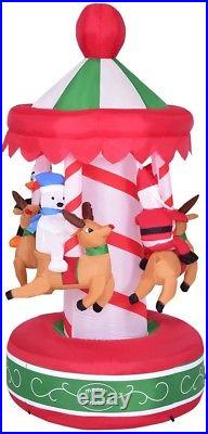 Inflatable Carousel Santa Ride Christmas Yard Holiday Lawn Decoration Reindeer