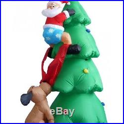 Inflatable Christmas Santa Claus Dog Chased Christmas Tree Decoration Lawn