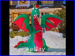 Inflatable Dragon 12 Feet Christmas Santa Hat Airblown Gemmy Yard -last One