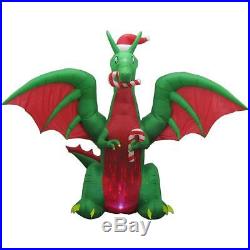 Inflatable Dragon with Santa Hat 11 Ft Tall Airblown Christmas Decor KG