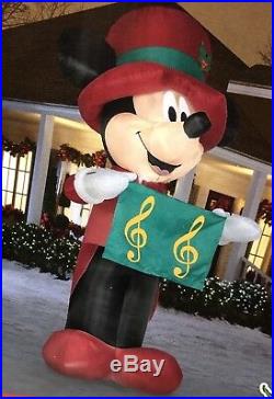 Inflatable Mickey Mouse Christmas Caroler 14.5 ft tall NEW Disney Lights Up