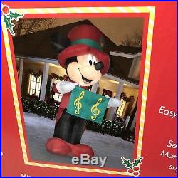 Inflatable Mickey Mouse Christmas Caroler 14.5 ft tall NEW Disney Lights Up