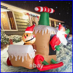 Inflatable Santa Claus Sleigh LED Lighted Airblown Christmas Yard Decoration NEW