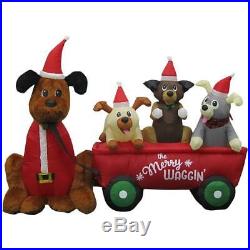 Inflatable Wagon Full of Puppies 6.99 Ft Tall Airblown Christmas Decor KG