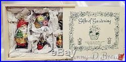 Inge-Glas of Germany Gifts of Gardening Boxed Set of 5 Christmas Ornaments, RARE