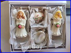 Inge Glas of Germany Wedding Day Ladies 4 Piece Glass Ornament Box Set