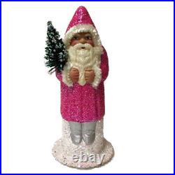 Boîte Bonbon Allemande Ino Schaller - Père Noël En Papier Mâché - Décor Houx Vert