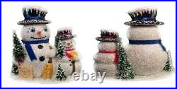 Ino Schaller Paper Mache Snowman Family Christmas Candy Container