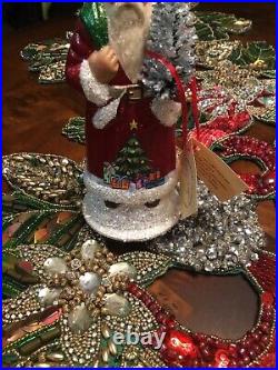 Ino Schaller Red Santa With Hand Painted Christmas Tree Rare Unique German Mache
