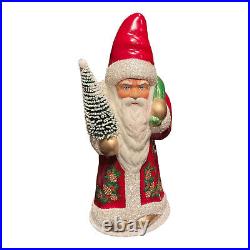 Ino Schaller Red Santa with Pinecone Coat German Paper Mache Candy Container