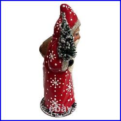 Ino Schaller Red Santa with Snowflake Coat German Paper Mache Candy Container