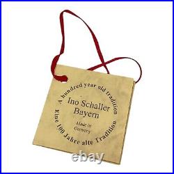 Ino Schaller White Glitter Santa with Bag of Apples German Paper Mache