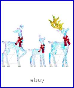 Iridescent Prismatic Deer Family Twinking Lights 3-piece Set Holiday Time NEW Iridescent Prismatic Deer Family Twinking Lights 3-piece Set Holiday Time NEW