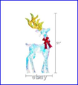 Iridescent Prismatic Deer Family Twinking Lights 3-piece Set Holiday Time NEW Iridescent Prismatic Deer Family Twinking Lights 3-piece Set Holiday Time NEW