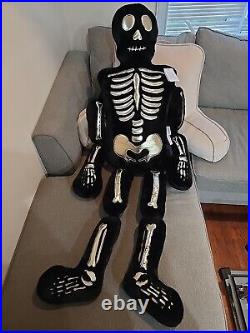 Isaac Mizrahi Plush Black Gold Skeleton Pillow 5' Halloween Decor TikTok Viral