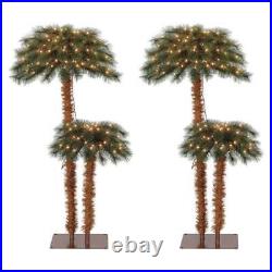 Island Breeze Artificial Tropical Christmas Palm Tree with Lights (2 Pack)