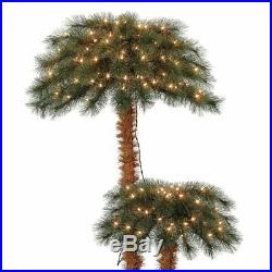 Island Breeze Pre-Lit Artificial Tropical Christmas Palm Tree with White Lights