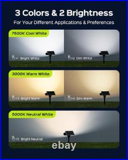 JACKYLED 84-LED Solar Spotlights 5 Lighting 4 Pack, Warm/Cool/Neutral White